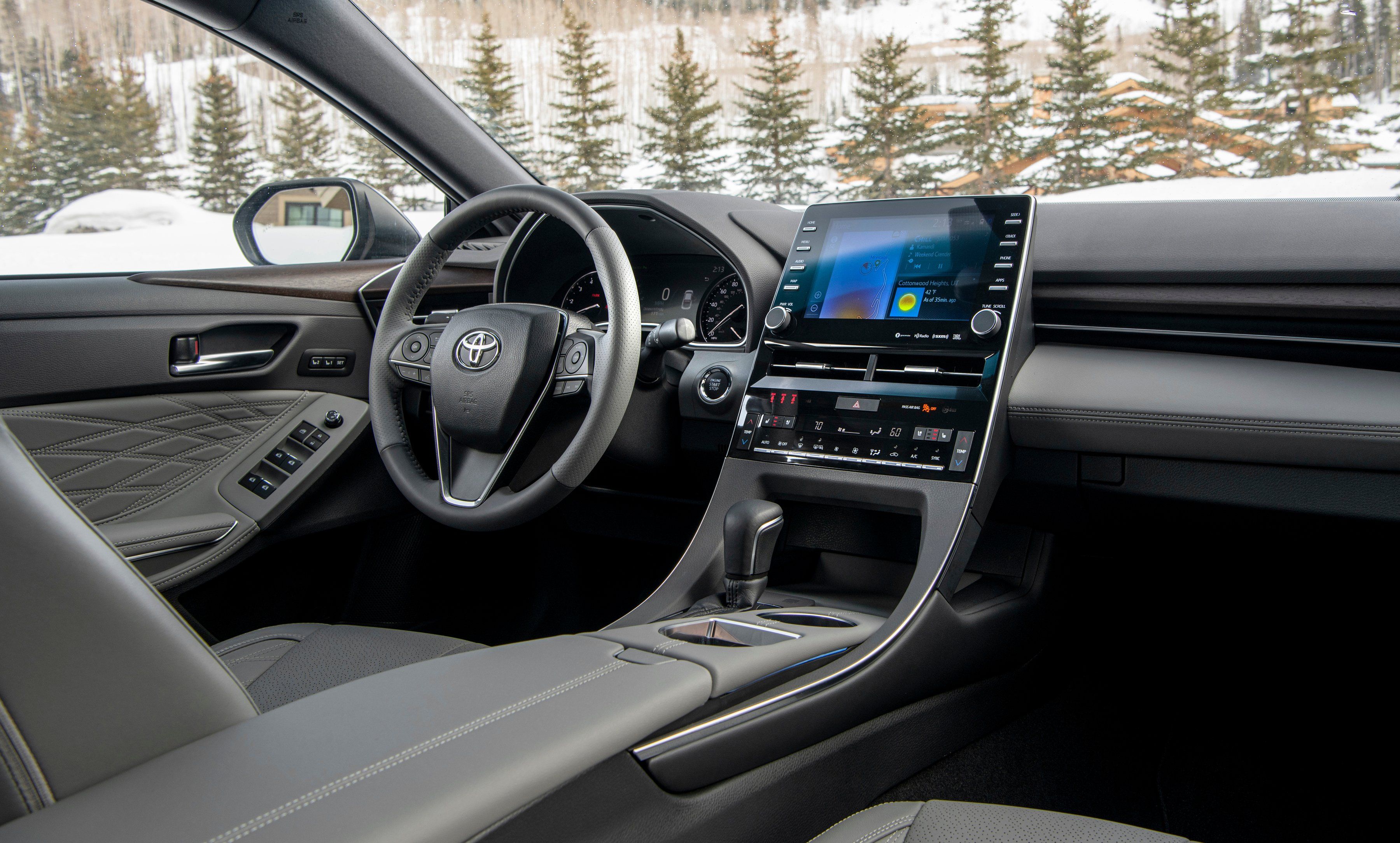 A view of the interior of a 2021 Toyota Avalon Limited from the passenger seat