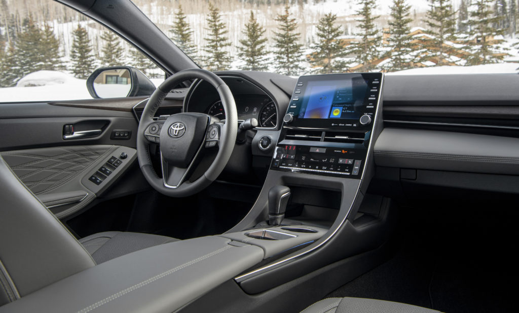 A view of the interior of a 2021 Toyota Avalon Limited from the passenger seat